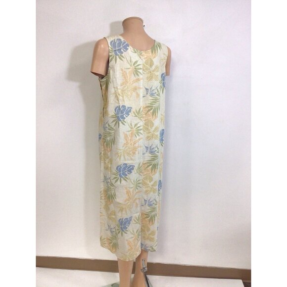 Jane Ashley Floral Linen Maxi Dress Resortwear Womens Medium - Picture 4 of 6